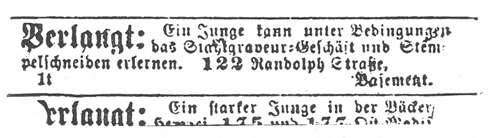 Original Help Wanted Ad for Engraver